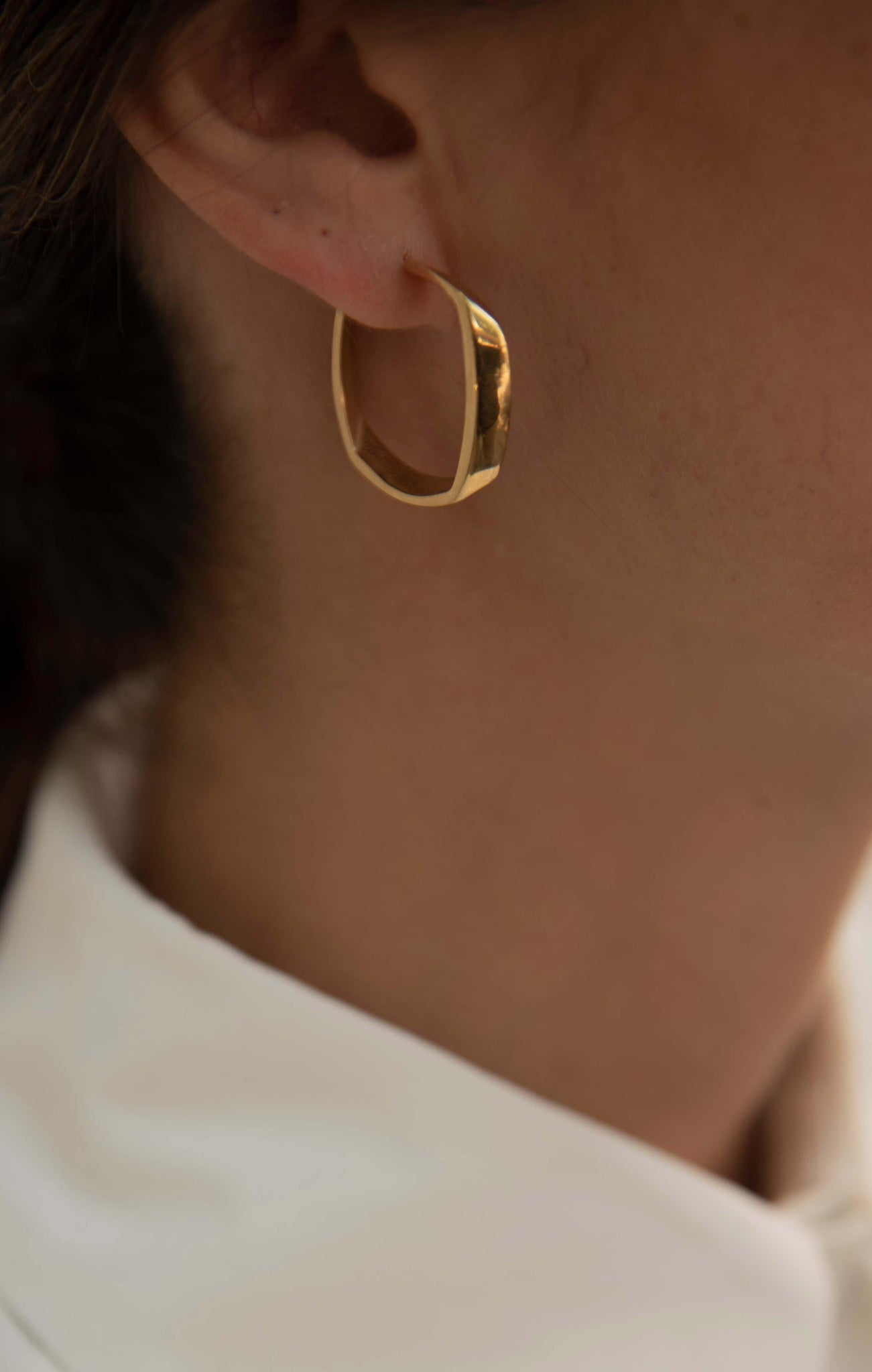 Briella Square Gold Hoop Earrings - Skin and Threads