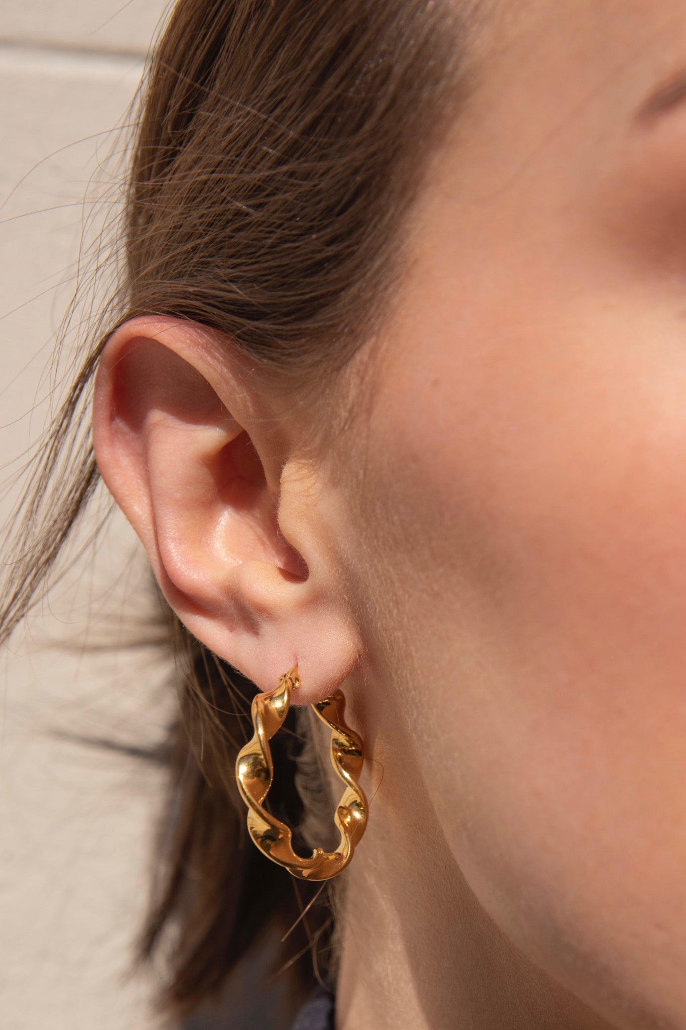 Briella Twist Gold Hoop Earrings - Skin and Threads