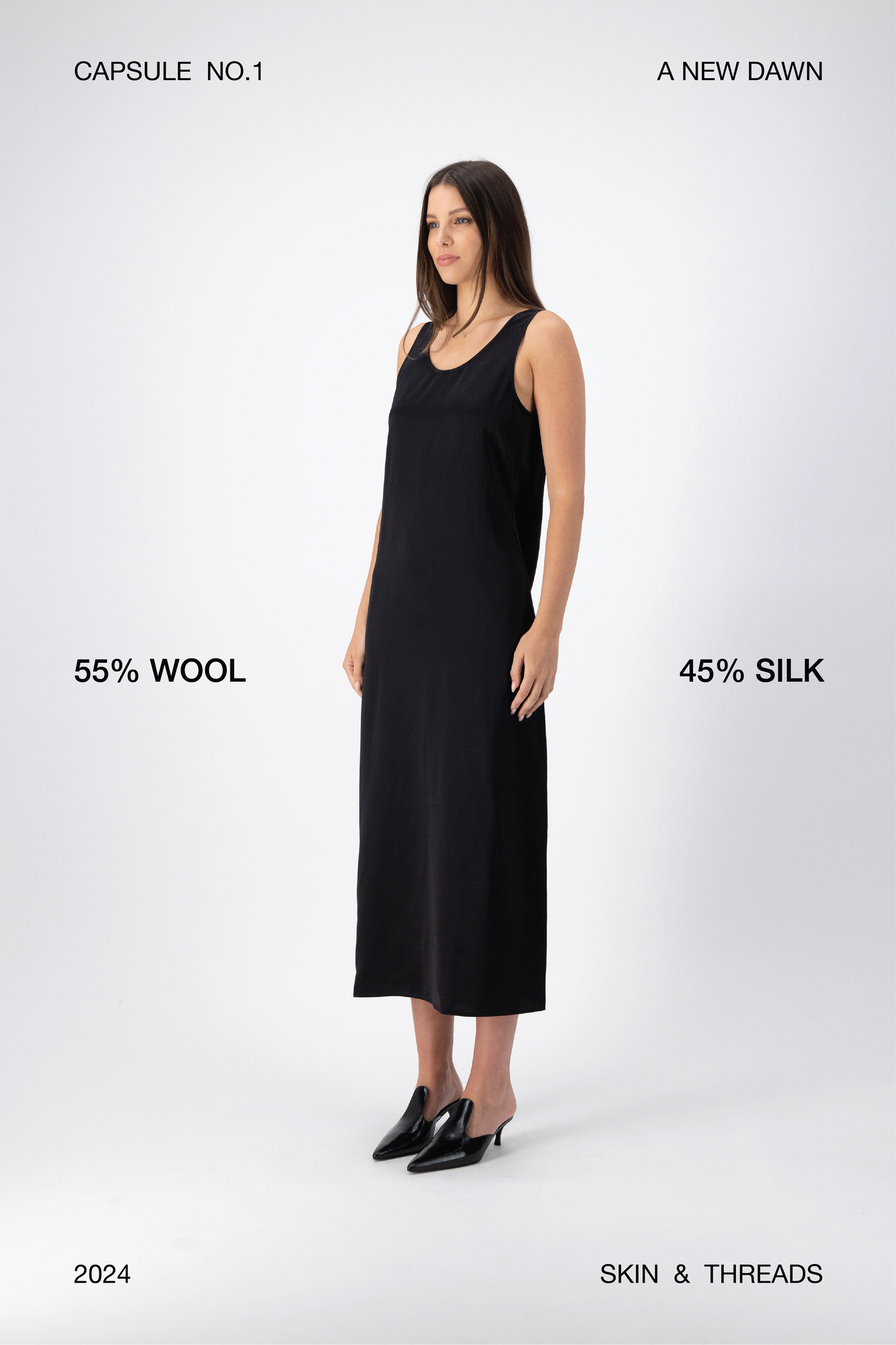 Sia Wool Silk Slip Dress