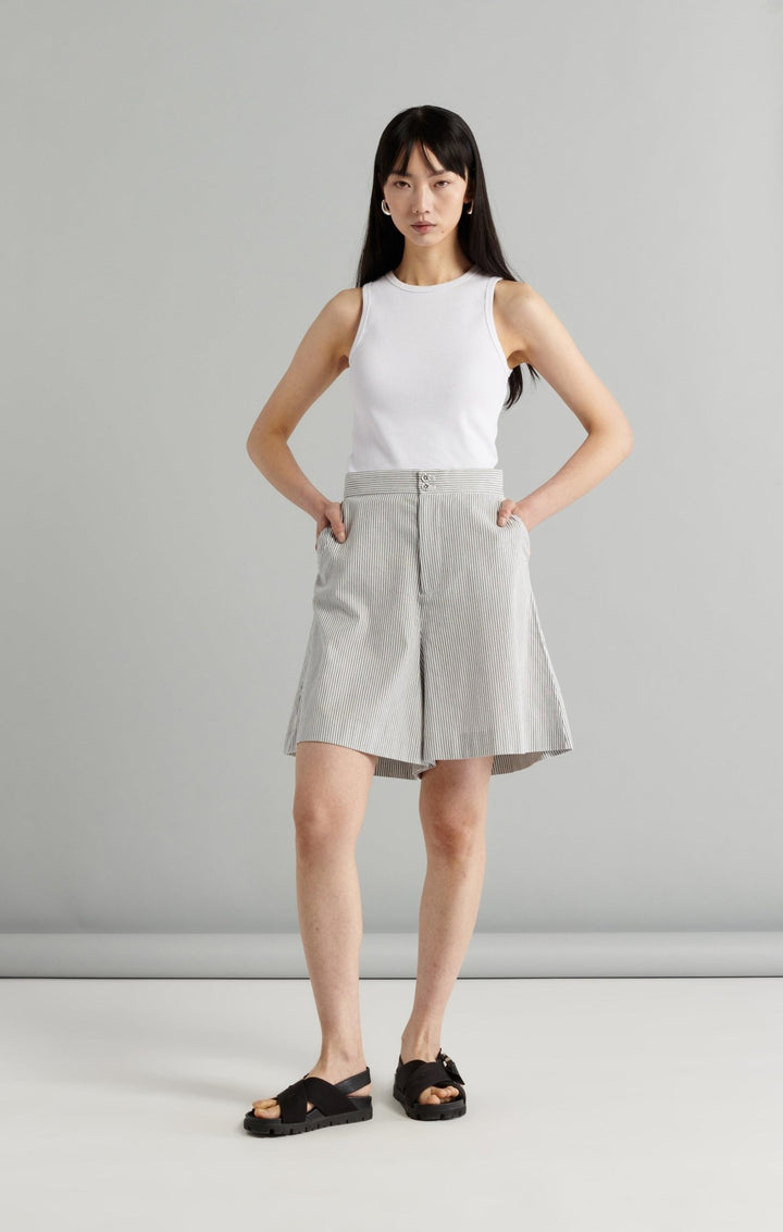 Cotton Stripe Tailored Short - Skin and Threads