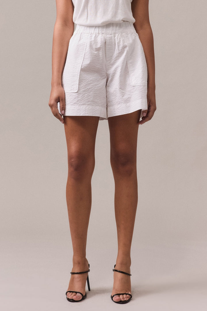 Women's white Crawford textured cotton short
