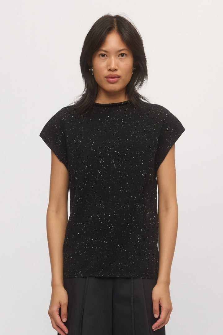 Front view of women's knit tank in stargaze.