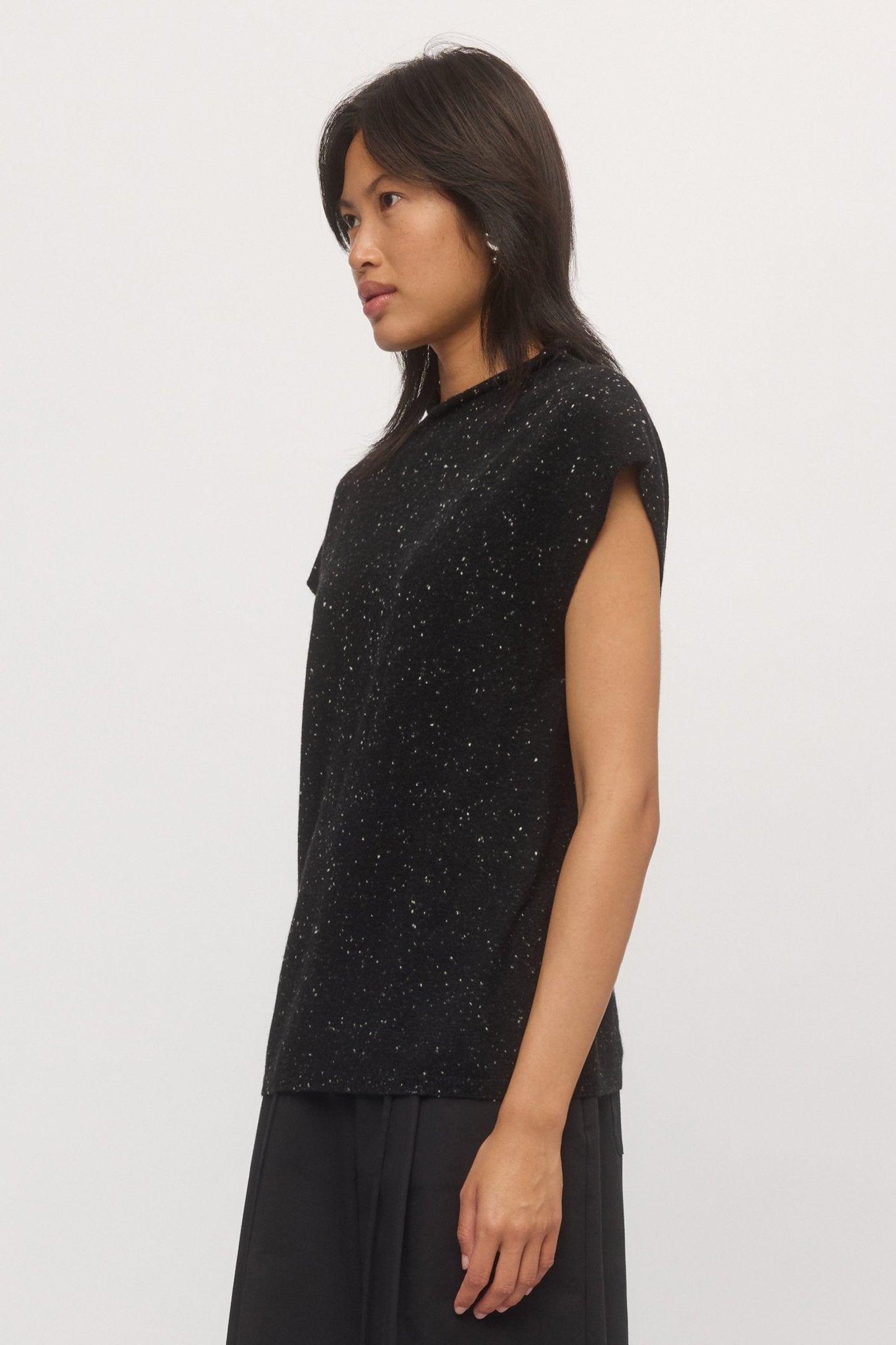 Side view of women's knit tank in stargaze.