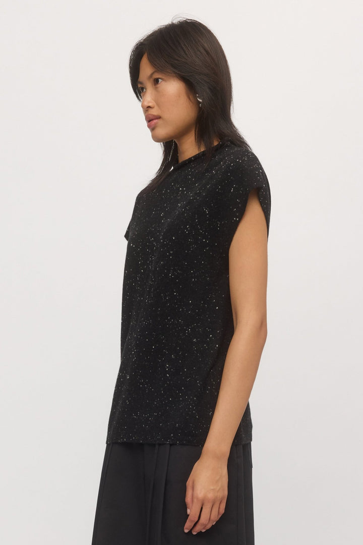 Side view of women's knit tank in stargaze.