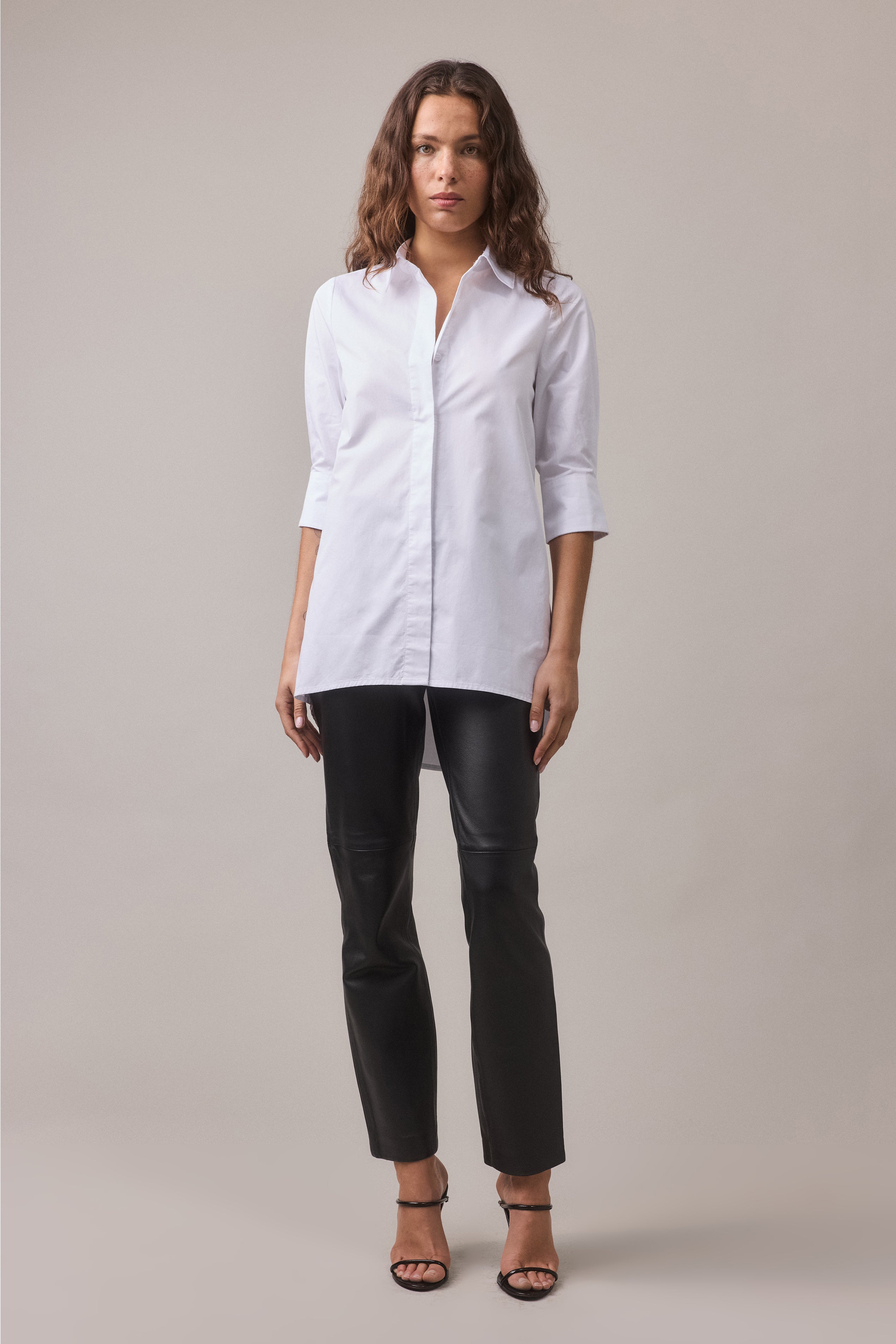 Elbow Sleeve Cotton Shirt