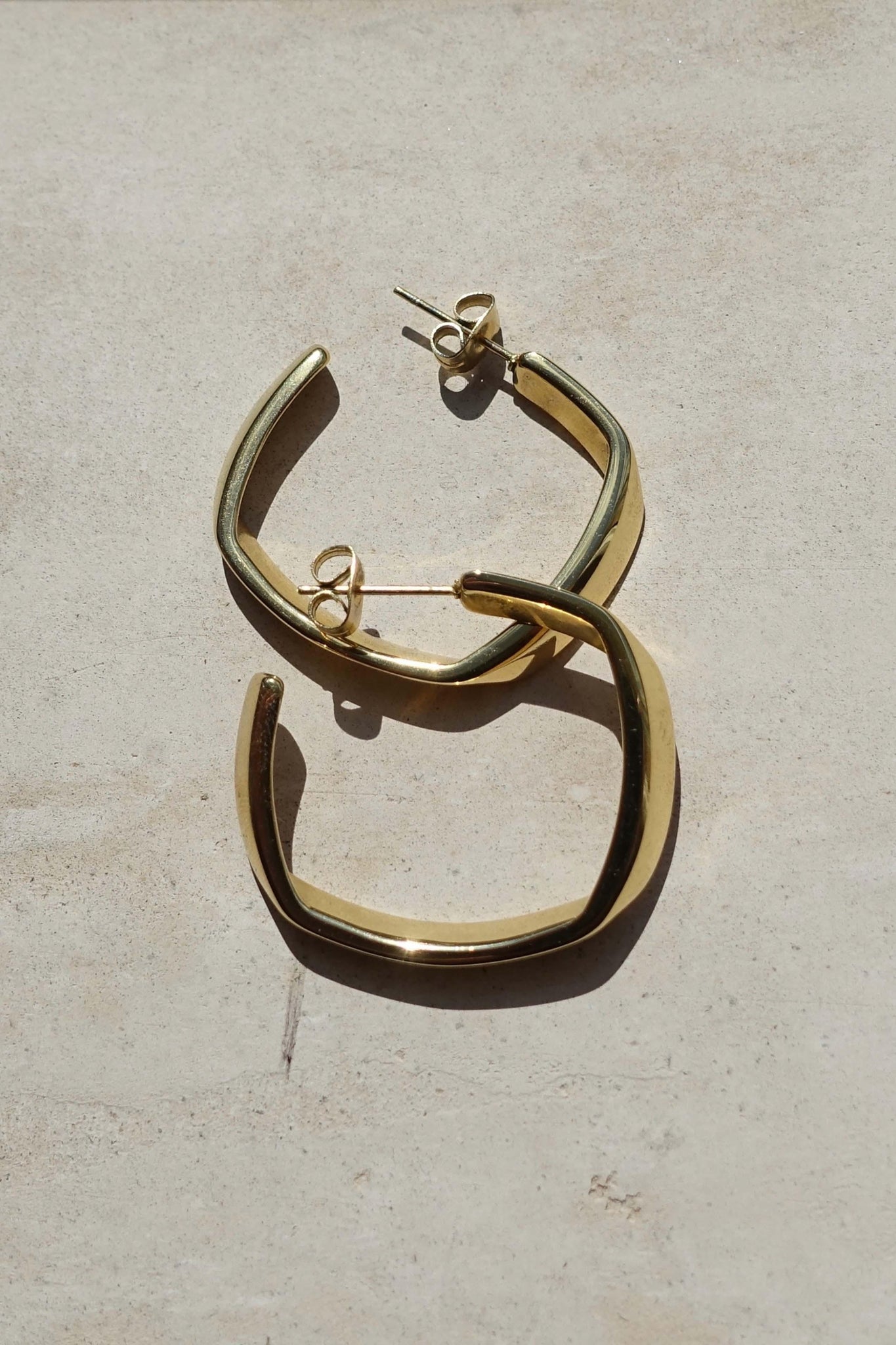 Briella Square Gold Hoop Earrings - Skin and Threads