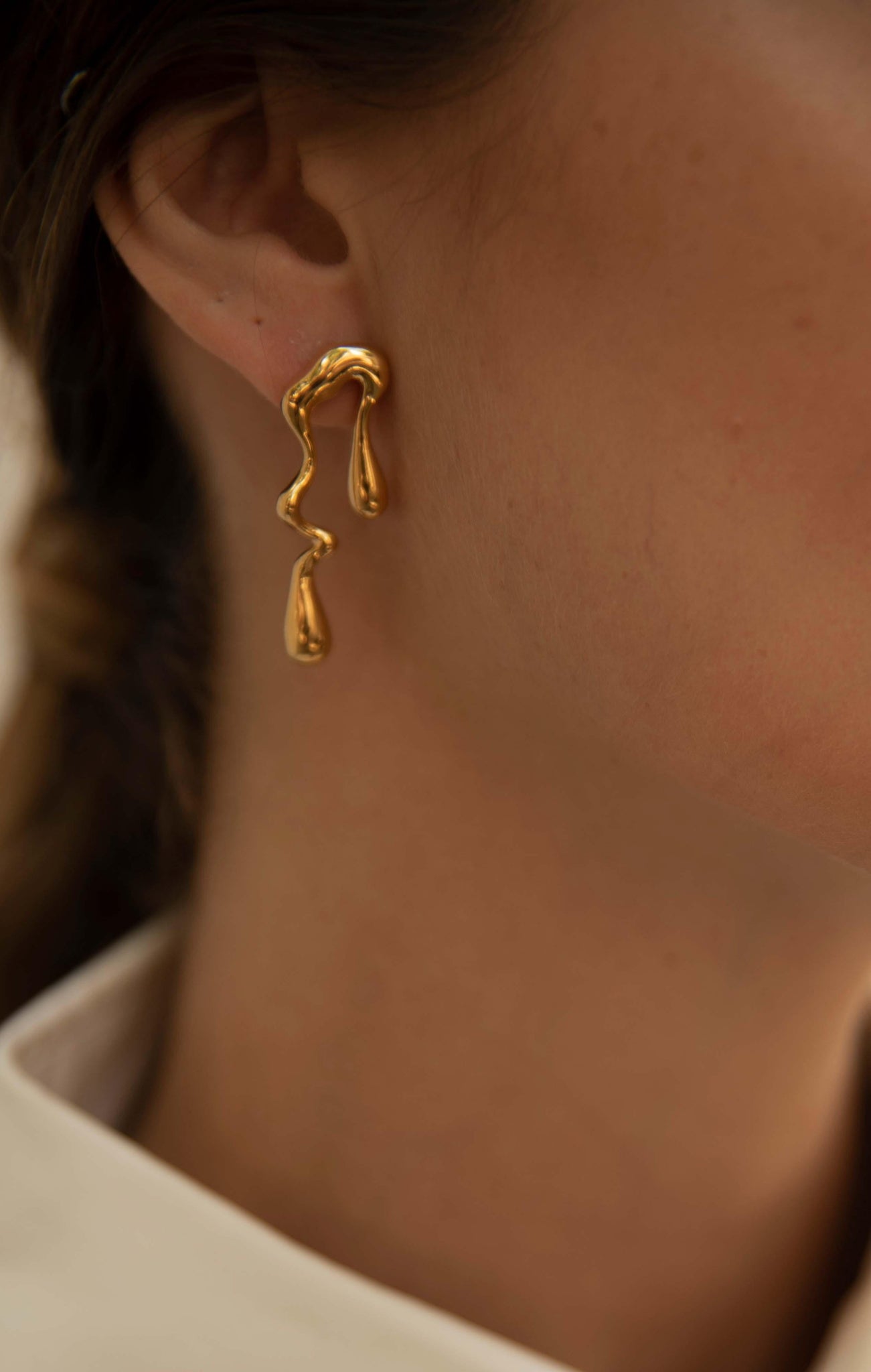 Briella Melted Gold Stud Earrings - Skin and Threads