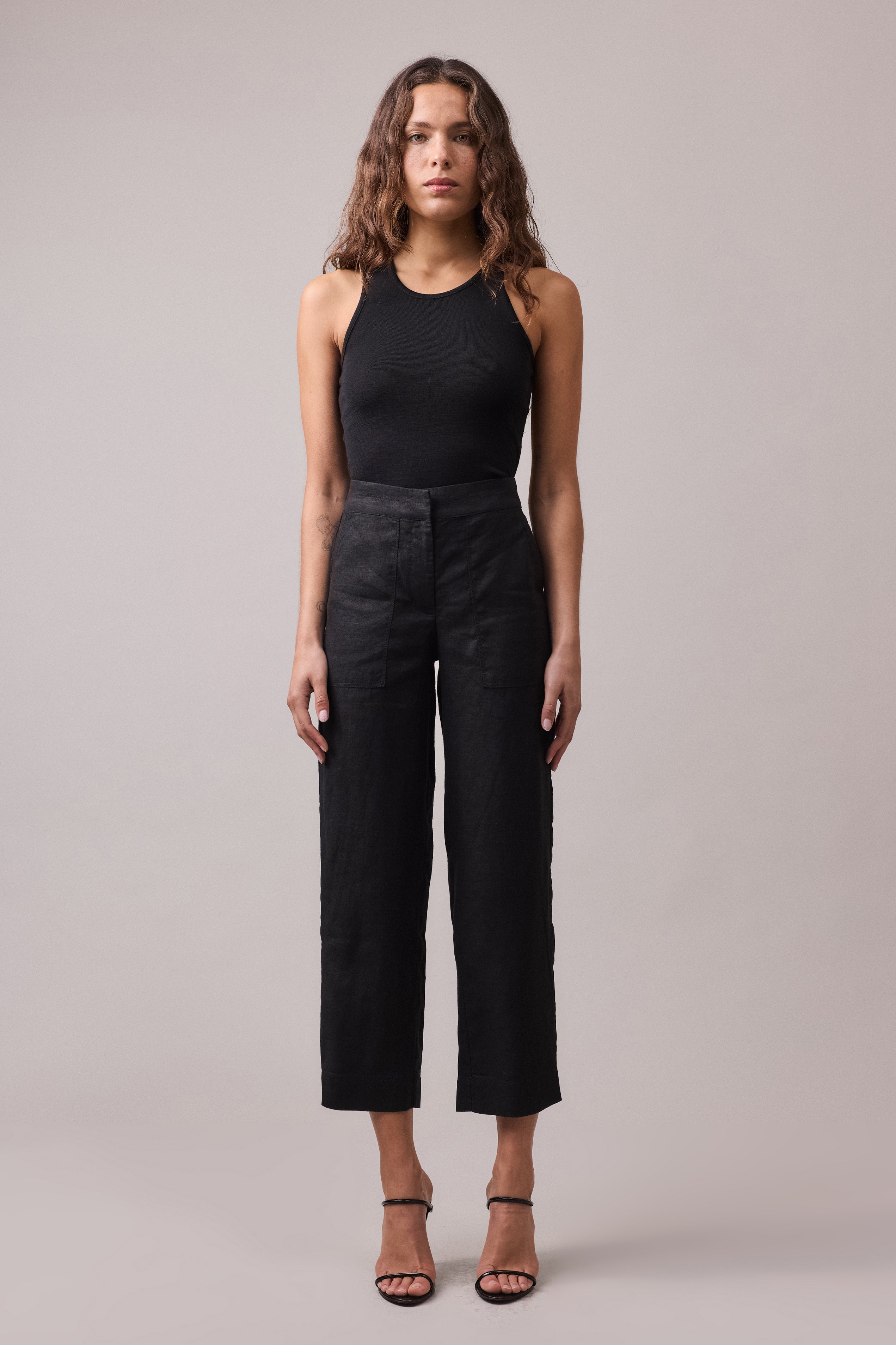 Linen Tapered Pant - Black