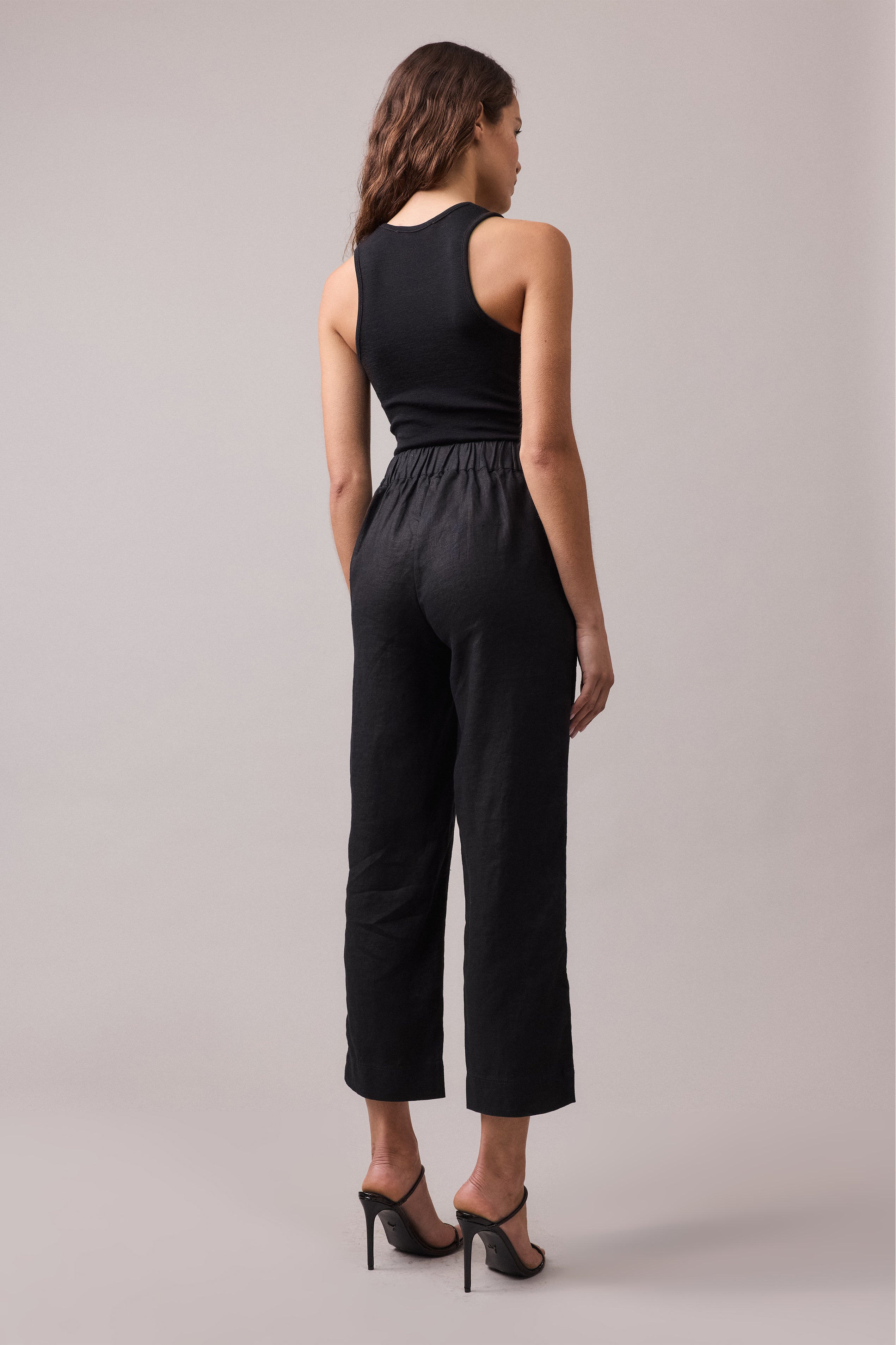 Linen Tapered Pant - Black