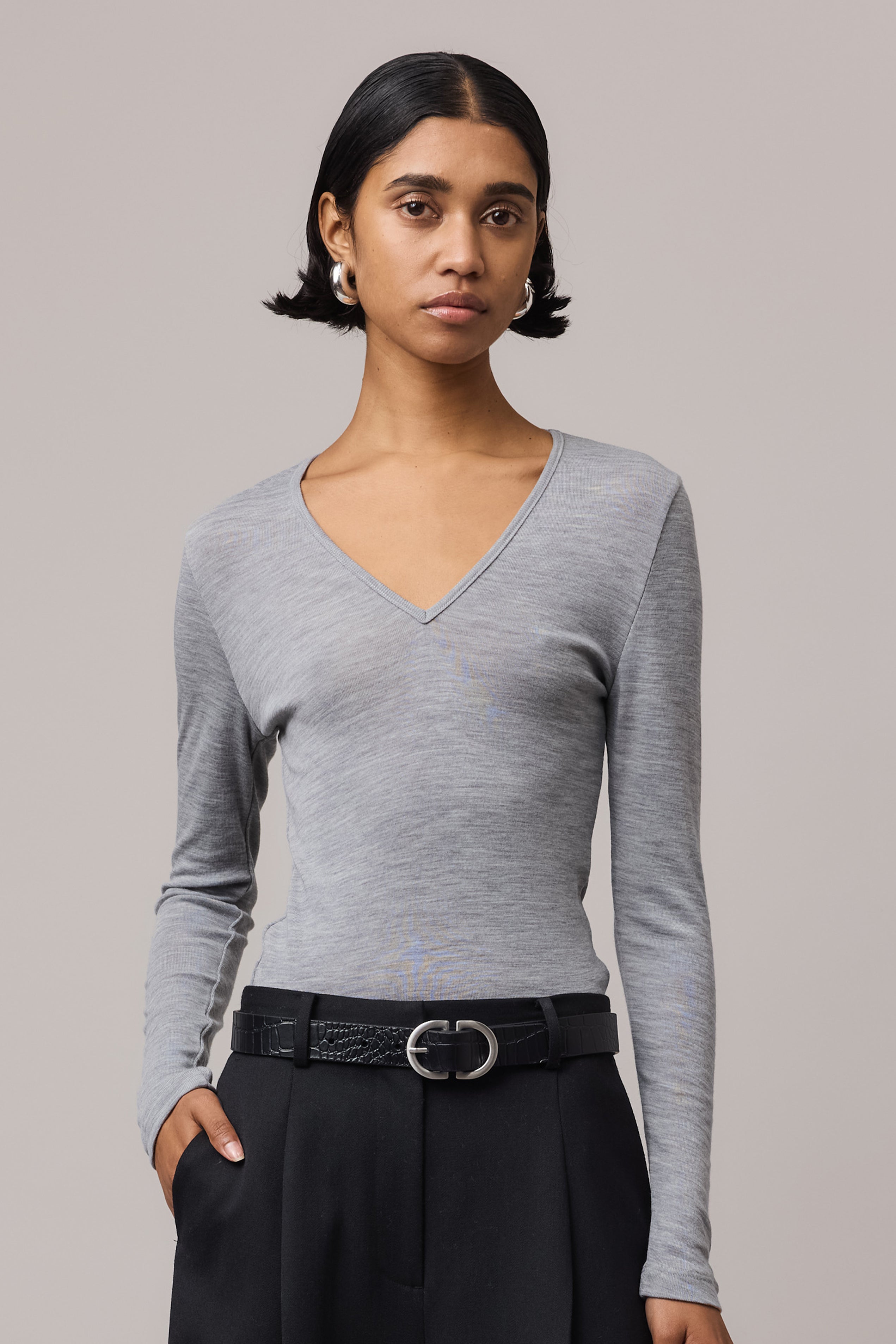 Merino Wool V Neck