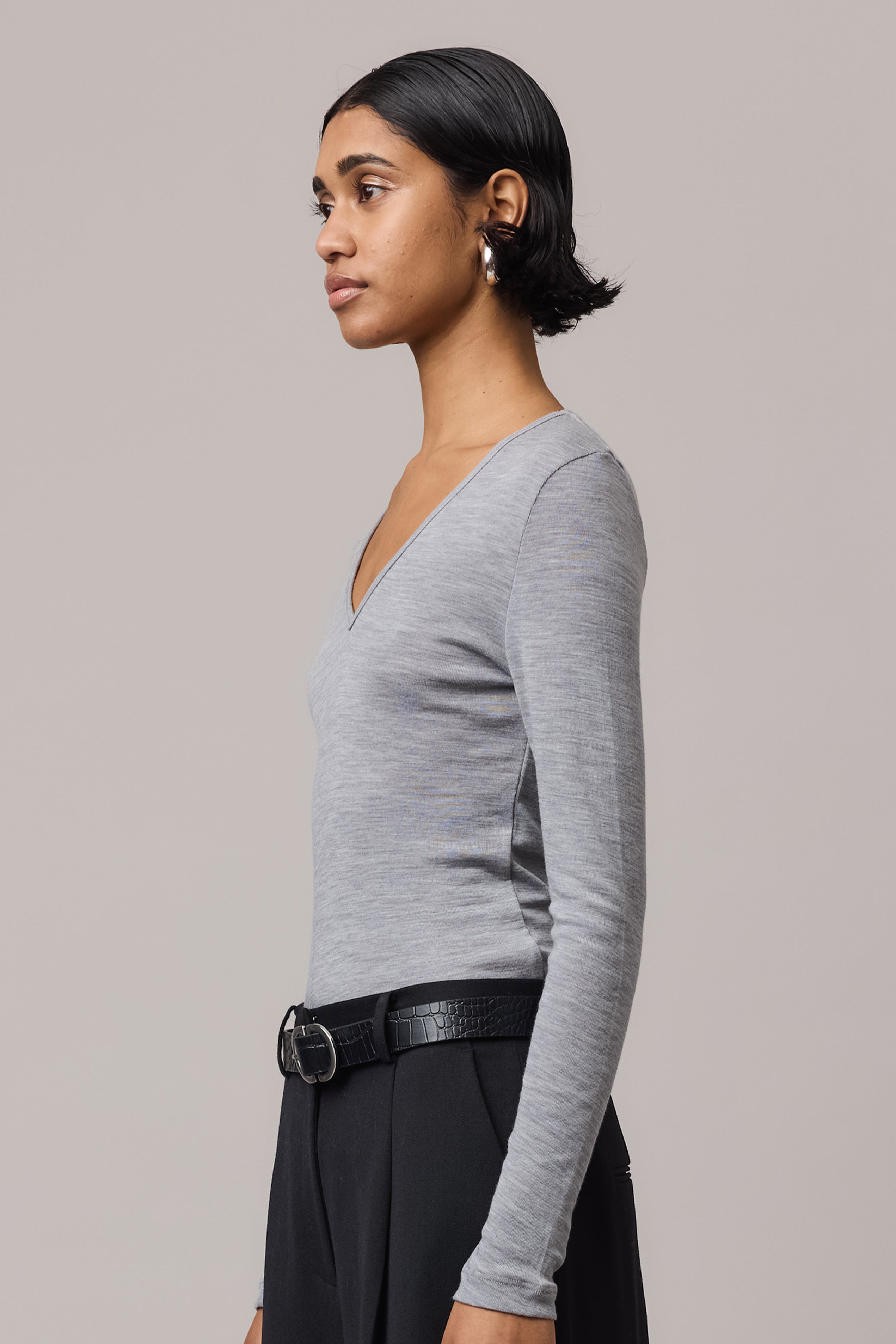 Merino Wool V Neck