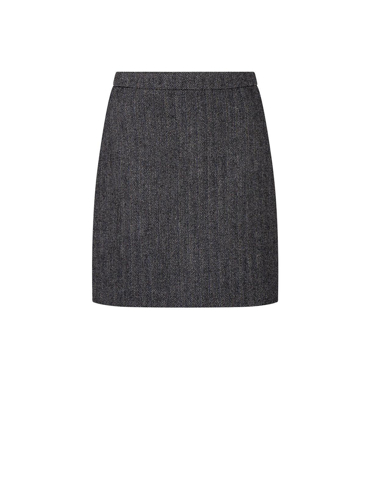 Wool Herringbone Mini Skirt