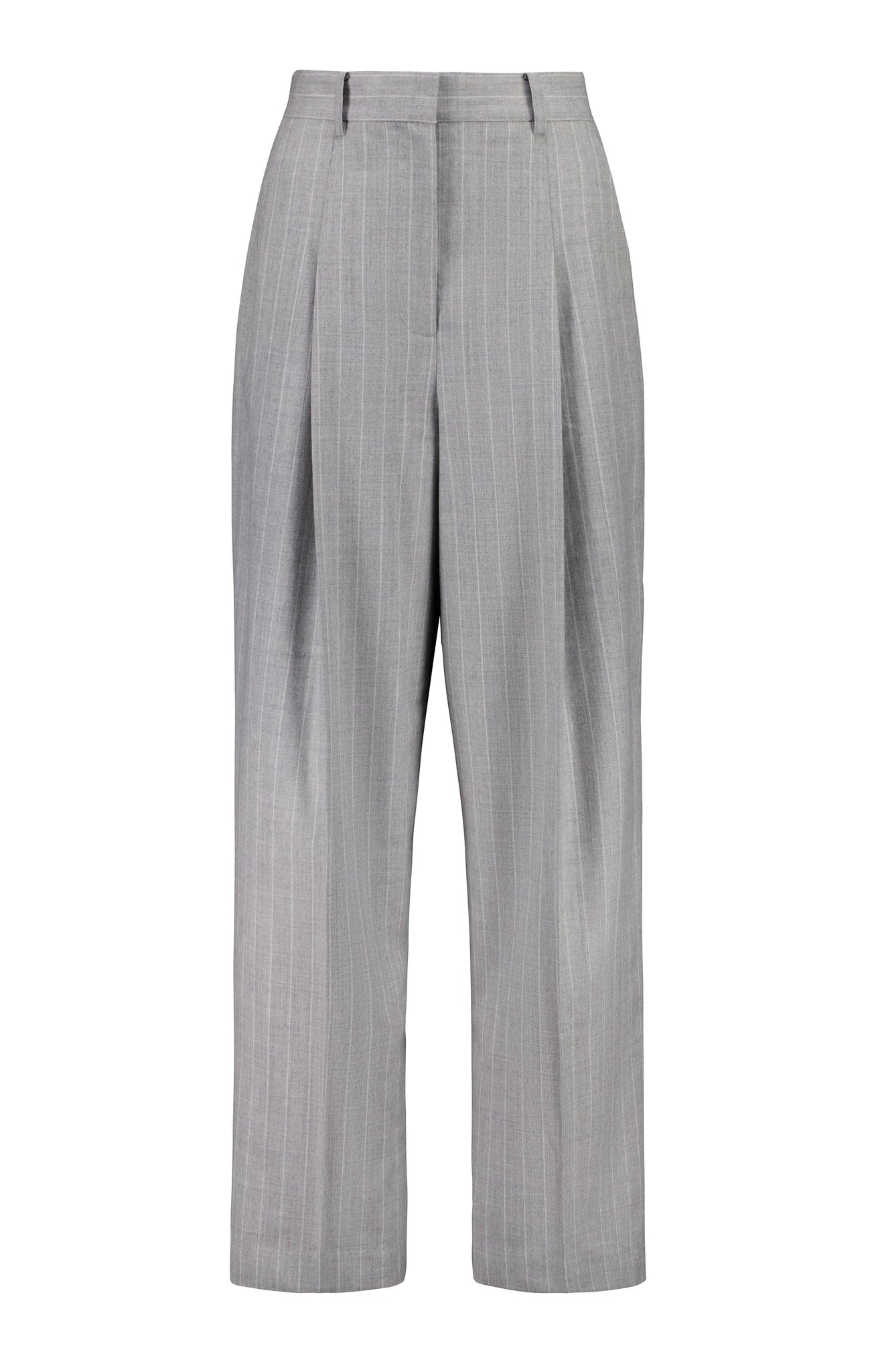 Gray Wool Pinstripe Wide Leg Pant - Skin and Threads