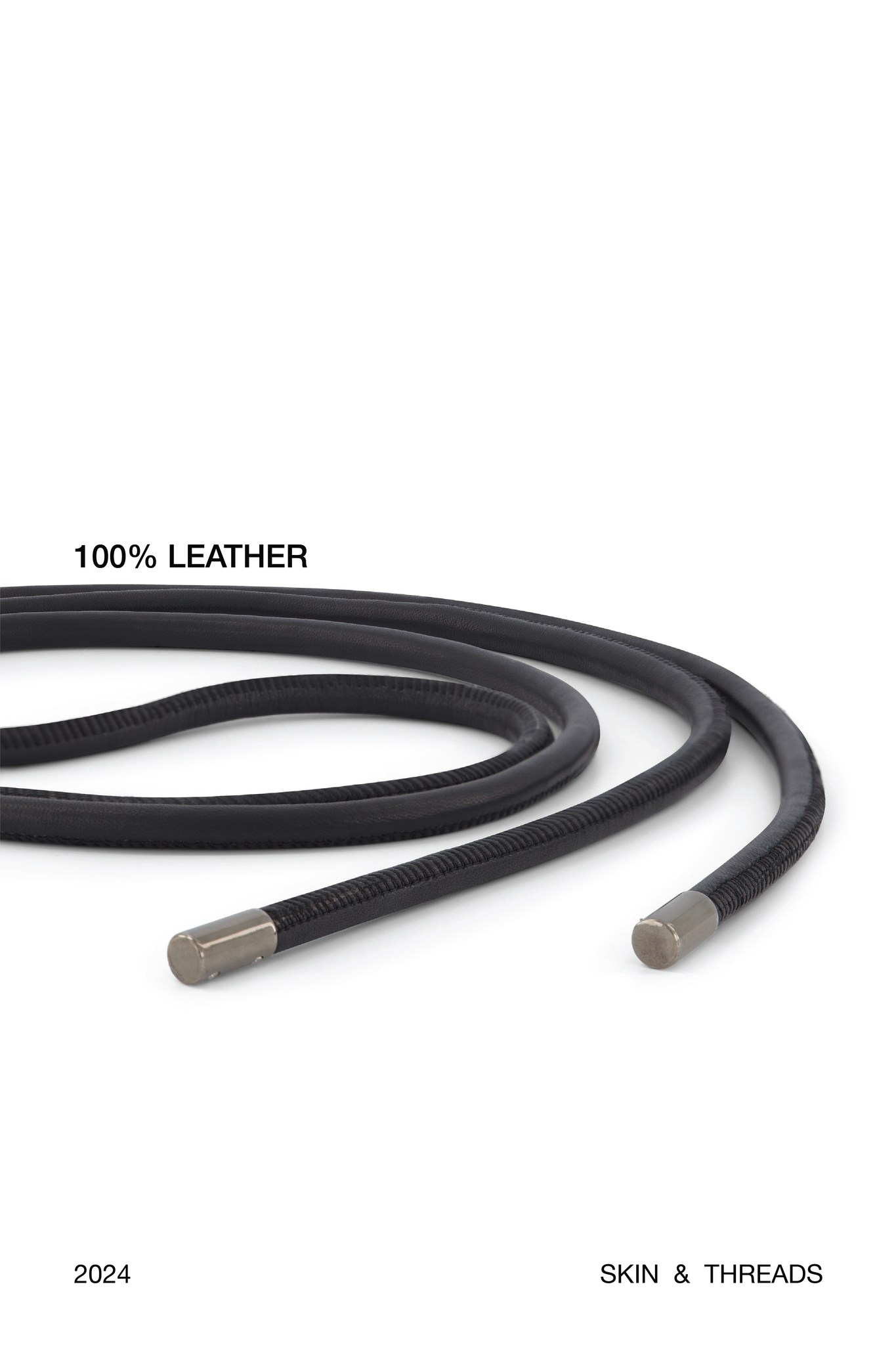 Leather Rouleau Belt - BLACK