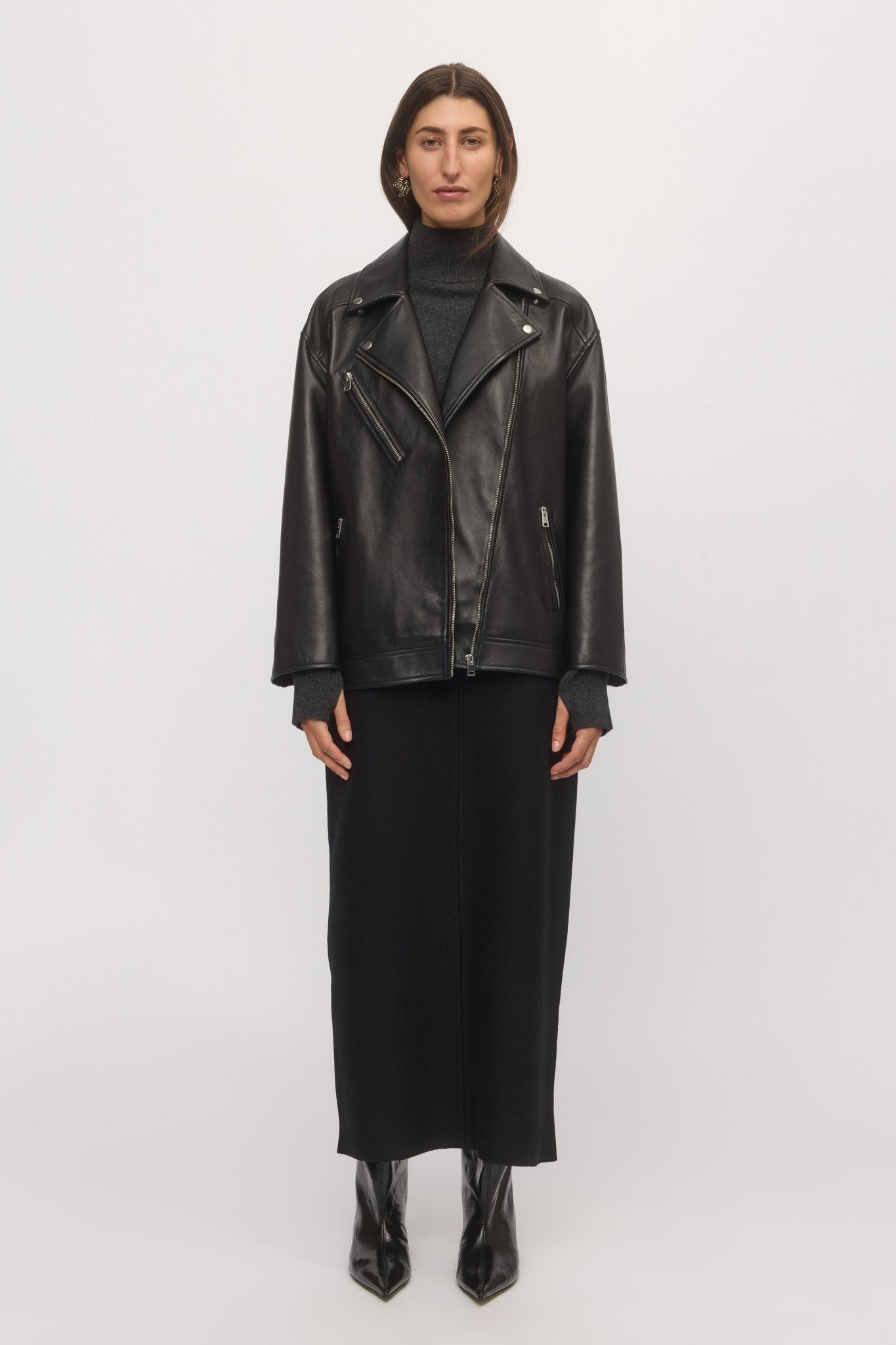 Leather Biker Jacket Midnight