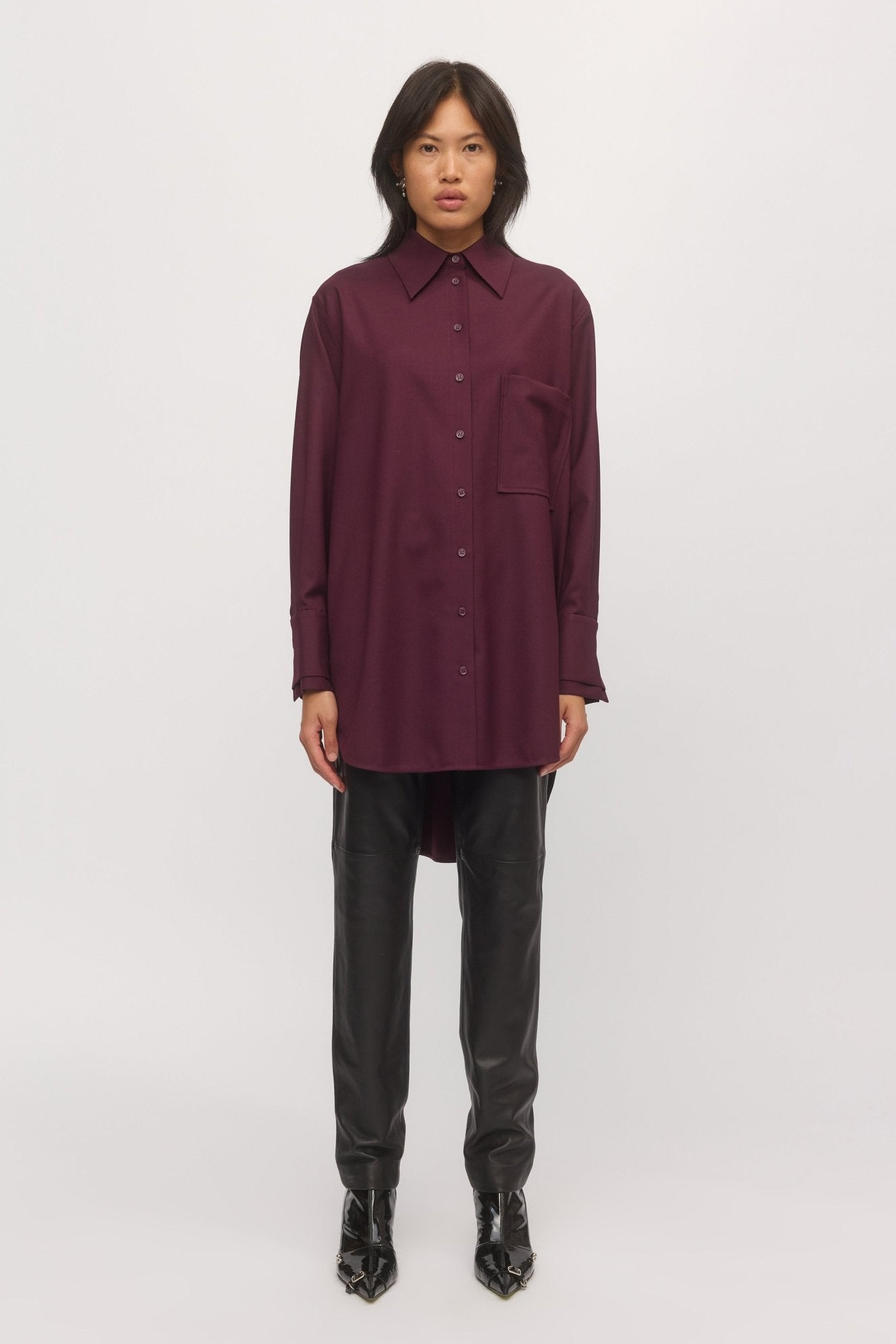 Relaxed Longline Shirt Plum