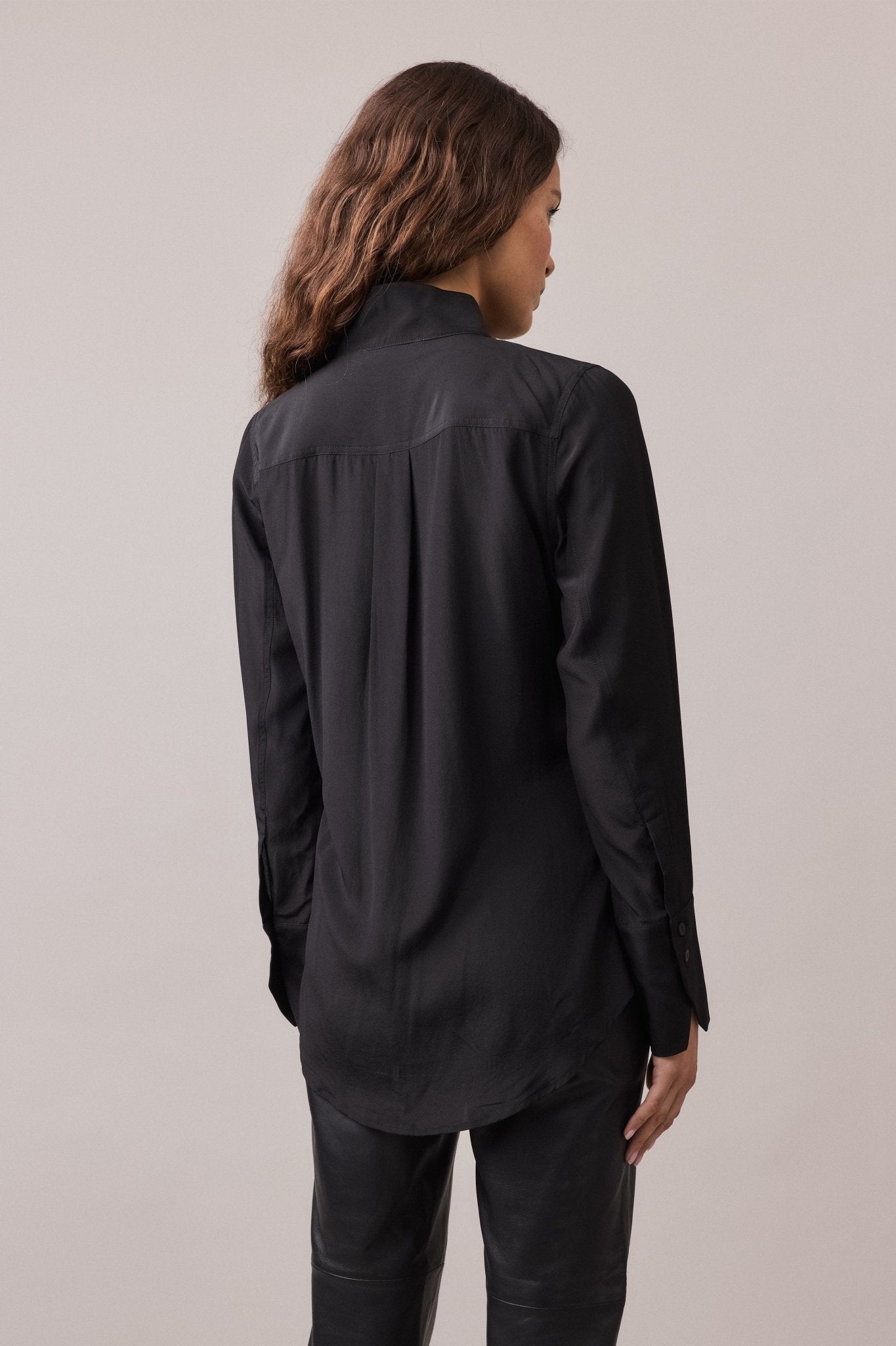 Silvi Silk Collared Shirt - Black