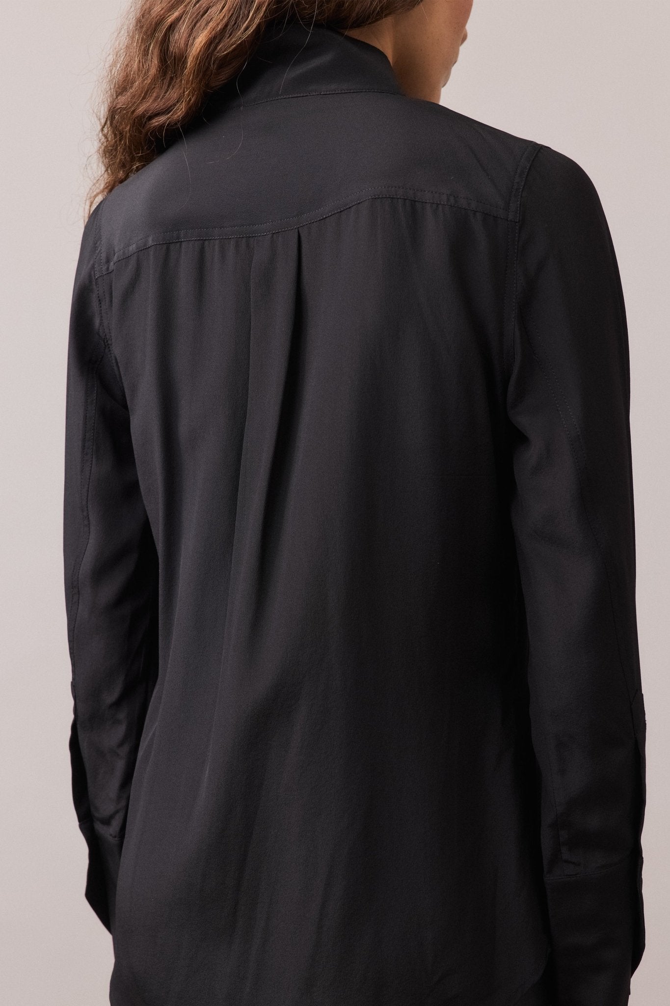 Silvi Silk Collared Shirt - Black